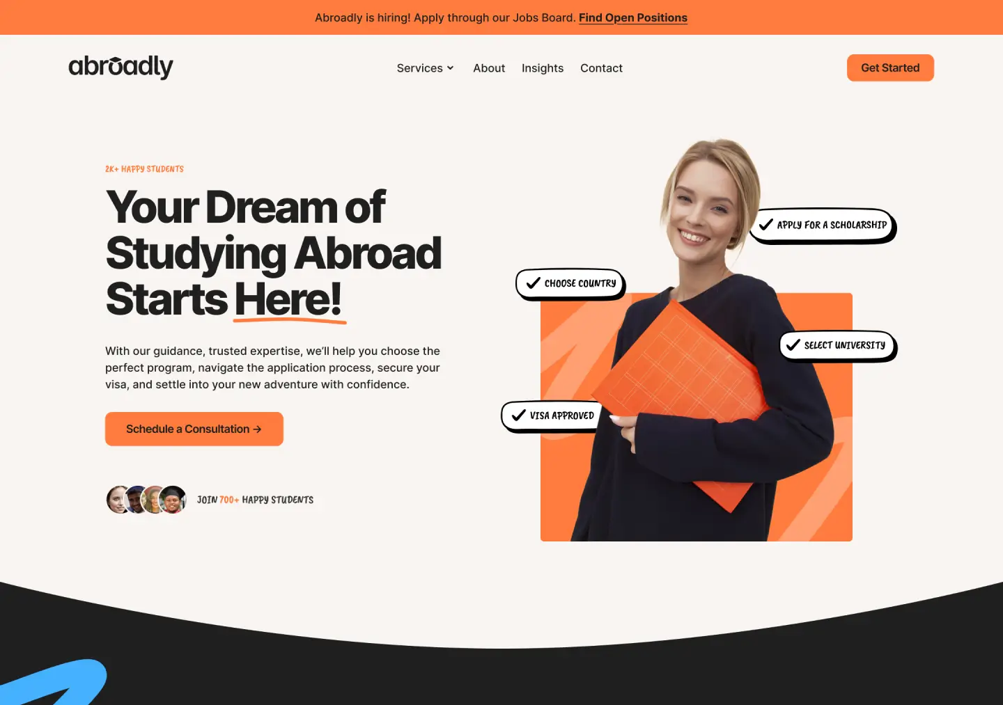Abroadly - Home page Hero section