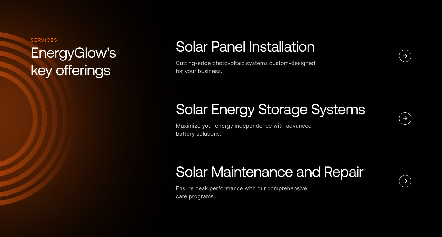 EnergyGlow - Services Section